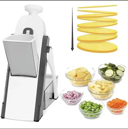 High Quality 5 in 1 Spring Vegetable & Fruit Slicer | Adjustable Thickness Cutter | Multi-Functional Pump Slicer & Dicer | ABS Kitchen Chopper for Meal Prep