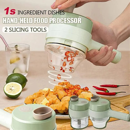 4 In 1 Portable Electric Vegetable Cutter Set Mini Wireless Food Processor Garlic Chili Onion Celery Ginger Meat Garlic Chopper