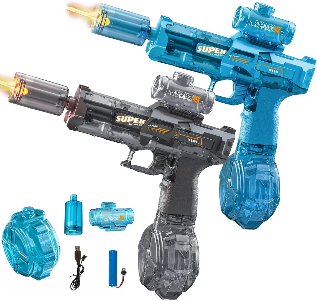 Bestie toys Electric Water Gun with LED Light, Rechargeable Battery,Water Blaster Squirt Guns for Kids Adults Range Up to 32 ft,Outdoor Summer Water Toys (Mix Color Black and Blue)